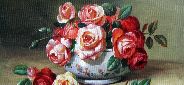 Картина "Розы в тонкой вазе" Цена: 6300 руб. Размер: 25 x 20 см.