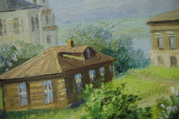 Картина "Русское село" Цена: 6200 руб. Размер: 25 x 20 см. Увеличенный фрагмент.