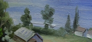 Картина "Село" Цена: 5100 руб. Размер: 25 x 20 см. Увеличенный фрагмент.