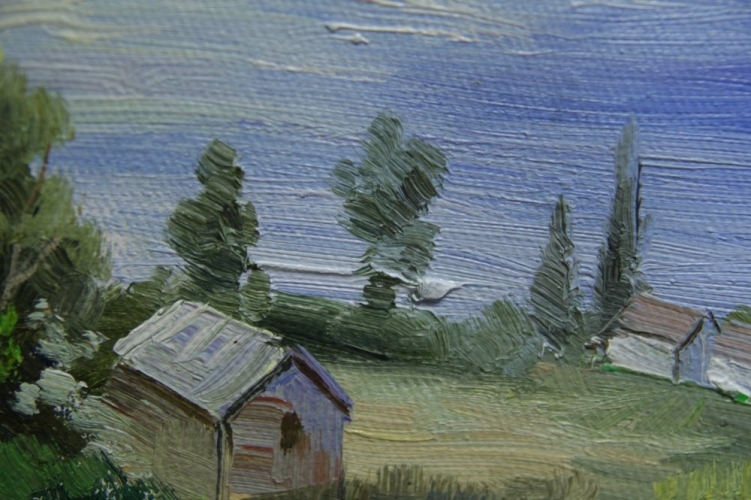 Картина "Село" Цена: 5100 руб. Размер: 25 x 20 см. Увеличенный фрагмент.