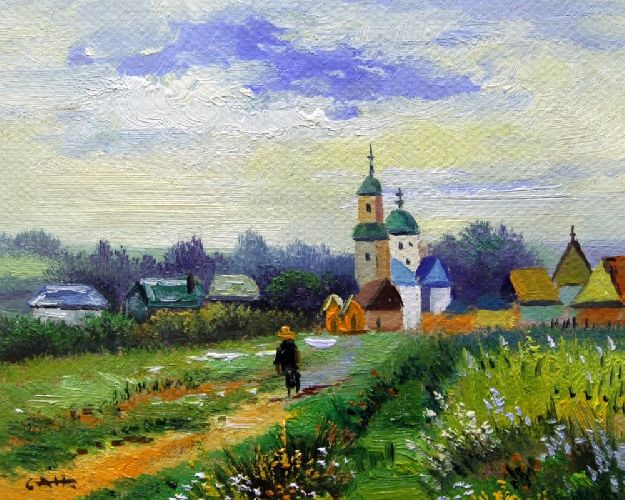 Картина "Село в глубинке" Цена: 3700 руб. Размер: 25 x 20 см.