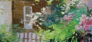 Картина "Сирень у дома" Цена: 5600 руб. Размер: 25 x 20 см. Увеличенный фрагмент.