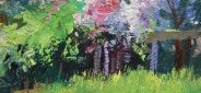 Картина "Сирень у дома" Цена: 5600 руб. Размер: 25 x 20 см. Увеличенный фрагмент.