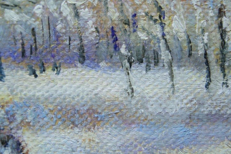 Картина "Снег в Аржантёе" Цена: 6600 руб. Размер: 60 x 50 см. Увеличенный фрагмент.