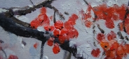 Картина "Снегири" Цена: 8200 руб. Размер: 60 x 50 см. Увеличенный фрагмент.