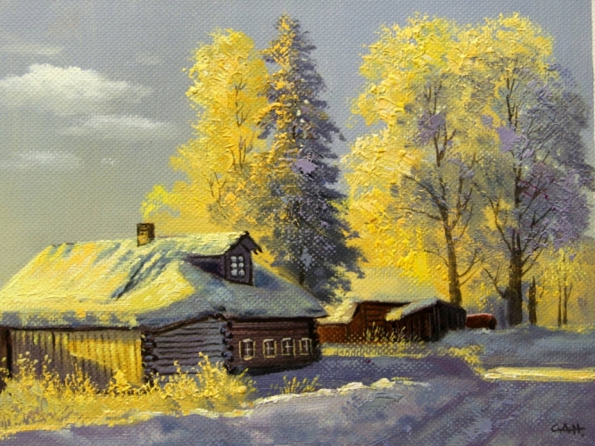 Картина "Солнечная зима" Цена: 7400 руб. Размер: 40 x 30 см.
