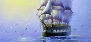 Картина "Трехмачтовый корабль" Цена: 7000 руб. Размер: 60 x 50 см.