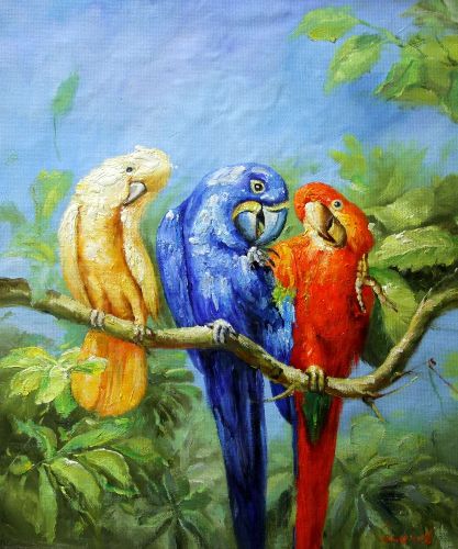 Картина "Три попугая" Цена: 9200 руб. Размер: 50 x 60 см.