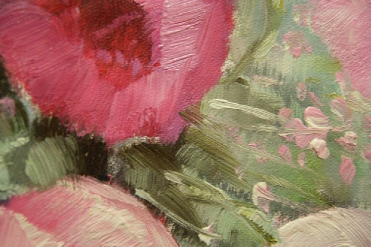 Картина "Тюльпаны" Цена: 9700 руб. Размер: 60 x 50 см. Увеличенный фрагмент.
