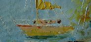 Картина "Яхты в бухте" Цена: 20100 руб. Размер: 180 x 60 см. Увеличенный фрагмент.