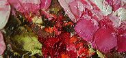 Картина маслом "Розовые и белые пионы" Цена: 10300 руб. Размер: 60 x 60 см. Увеличенный фрагмент.