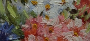 Картина "Яркие ромашечки" Цена: 9700 руб. Размер: 60 x 50 см. Увеличенный фрагмент.