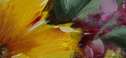 Картина "Яркий букетик" Цена: 14900 руб. Размер: 60 x 60 см. Увеличенный фрагмент.