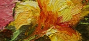 Картина "Ярко-огненные цветы" Цена: 8700 руб. Размер: 60 x 50 см. Увеличенный фрагмент.