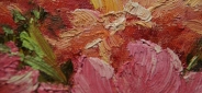 Картина "Ярко-огненные цветы" Цена: 8700 руб. Размер: 60 x 50 см. Увеличенный фрагмент.