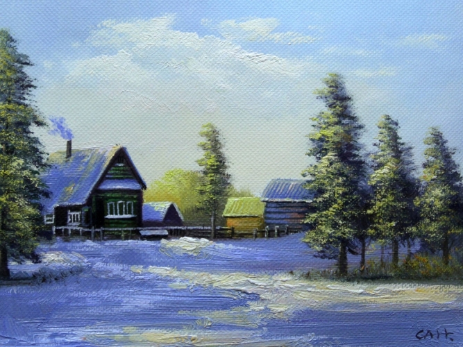 Картина "Зимний пейзаж" Цена: 6200 руб. Размер: 40 x 30 см.