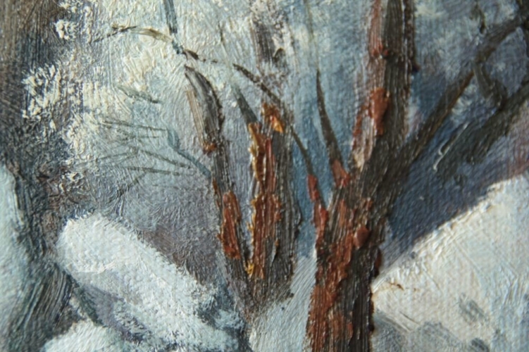 Картина "Зимняя река" Цена: 10800 руб. Размер: 90 x 60 см. Увеличенный фрагмент.