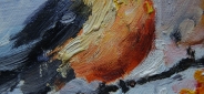 Картина "Зимняя рябина" Цена: 8200 руб. Размер: 60 x 50 см. Увеличенный фрагмент.