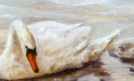 Картины маслом с прекрасными лебедями