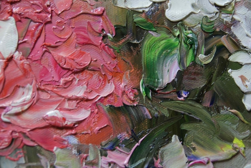 Картина "Яркие цветы" Цена: 8100 руб. Размер: 60 x 50 см. Увеличенный фрагмент.