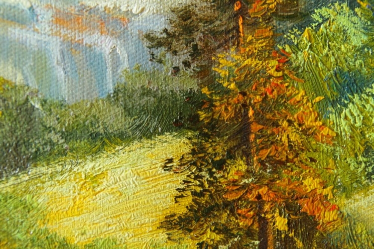 Картина "Миниатюра с горами" Цена: 5400 руб. Размер: 40 x 30 см. Увеличенный фрагмент.