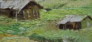 Картина "Летний пейзаж с рекой" Цена: 5100 руб. Размер: 25 x 20 см. Увеличенный фрагмент.