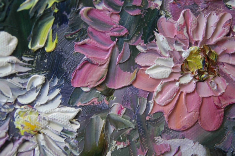 Картина "Летние цветочки" Цена: 9000 руб. Размер: 60 x 50 см. Увеличенный фрагмент.