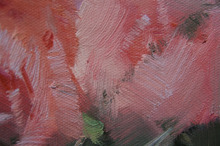 Картина "Яркие розы" Цена: 8700 руб. Размер: 50 x 60 см. Увеличенный фрагмент.