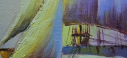 Картина маслом "Парусник в лучах" Цена: 7000 руб. Размер: 40 x 50 см. Увеличенный фрагмент.