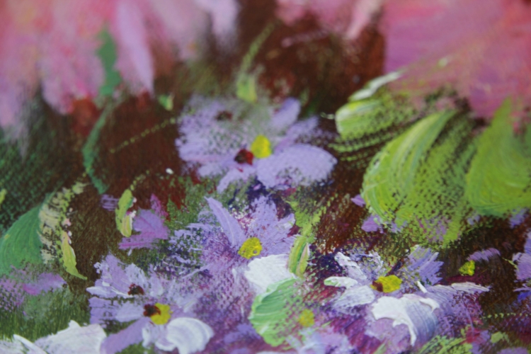 Картина маслом "Цветочный фейерверк" Цена: 8500 руб. Размер: 50 x 60 см. Увеличенный фрагмент.