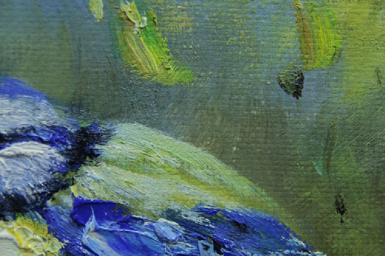 Картина "Синички" Цена: 4500 руб. Размер: 40 x 30 см. Увеличенный фрагмент.