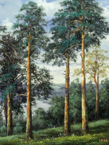 Картина "Пейзаж с соснами" Цена: 5500 руб. Размер: 30 x 40 см.