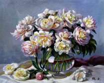 Картина "Бело-розовые пионы"