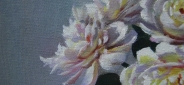 Картина "Бело-розовые пионы" Цена: 6200 руб. Размер: 25 x 20 см. Увеличенный фрагмент.