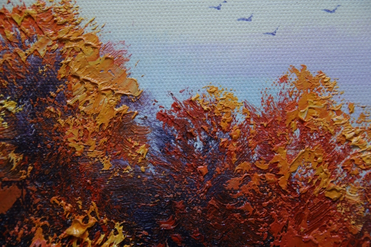 Картина "Осень в горах" Цена: 17100 руб. Размер: 120 x 60 см. Увеличенный фрагмент.