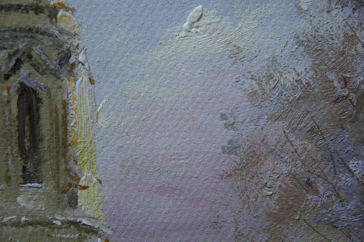 Картина "Зимняя церковь" Цена: 10300 руб. Размер: 50 x 60 см. Увеличенный фрагмент.