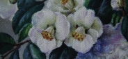 Картина маслом "Альпийская роза" Цена: 7400 руб. Размер: 20 x 25 см. Увеличенный фрагмент.