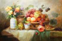 Картина "Белая ваза и фрукты"