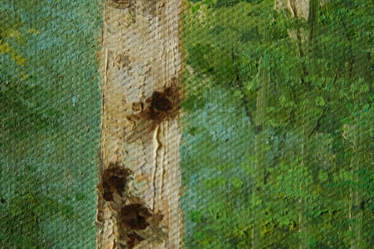 Картина "Березовый лес" Цена: 6300 руб. Размер: 70 x 50 см. Увеличенный фрагмент.