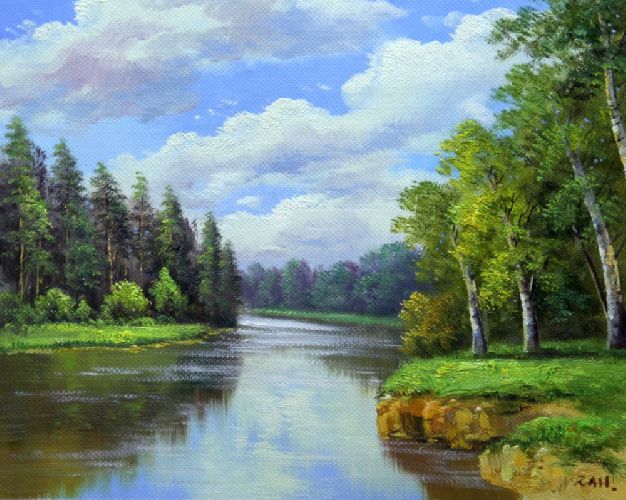 Картина "Бескрайняя река" Цена: 7700 руб. Размер: 50 x 40 см.