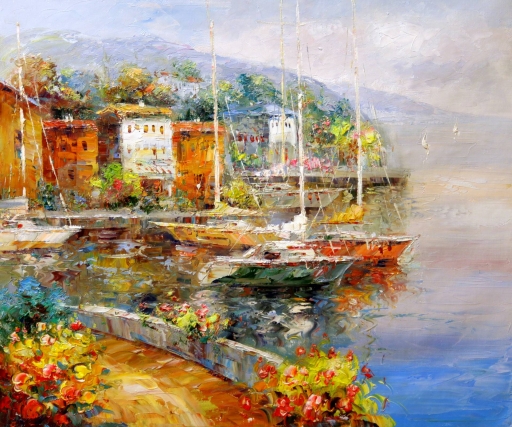 Картина "Бухта с яхтами" Цена: 4900 руб. Размер: 60 x 50 см.