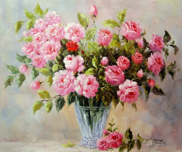 Картина "Букет нежных роз" Цена: 8500 руб. Размер: 60 x 50 см.