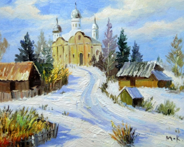Картина "Церквушка на холме" Цена: 6300 руб. Размер: 25 x 20 см.