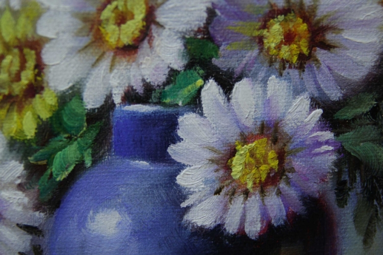 Картина "Маленькие цветочки" Цена: 4900 руб. Размер: 25 x 20 см. Увеличенный фрагмент.