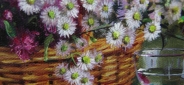Картина "Цветы и ягоды" Цена: 7400 руб. Размер: 25 x 20 см. Увеличенный фрагмент.