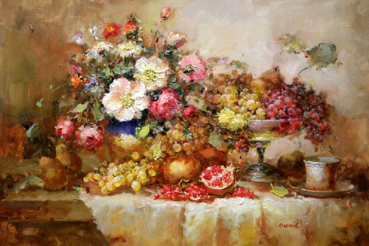 Картина "Цветы с виноградом" Цена: 15500 руб. Размер: 90 x 60 см.