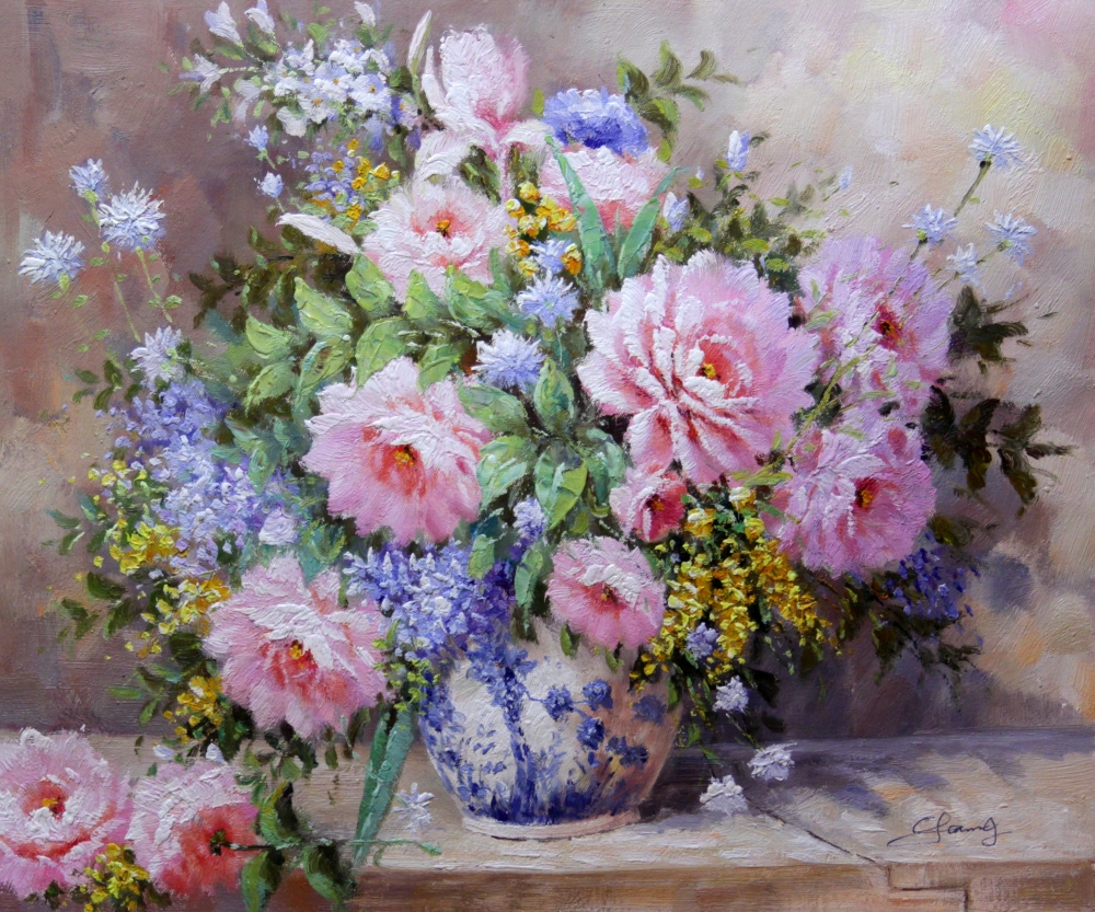 Картина маслом Цветы в тонкой вазе — В интерьер