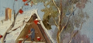 Картина "Деревенская зима" Цена: 4900 руб. Размер: 25 x 20 см. Увеличенный фрагмент.