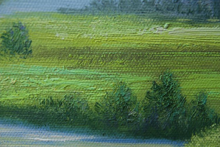 Картина "Деревенский пейзаж" Цена: 17000 руб. Размер: 90 x 60 см. Увеличенный фрагмент.