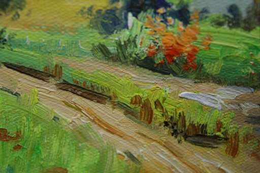 Картина "Домик у реки" Цена: 5000 руб. Размер: 25 x 20 см. Увеличенный фрагмент.